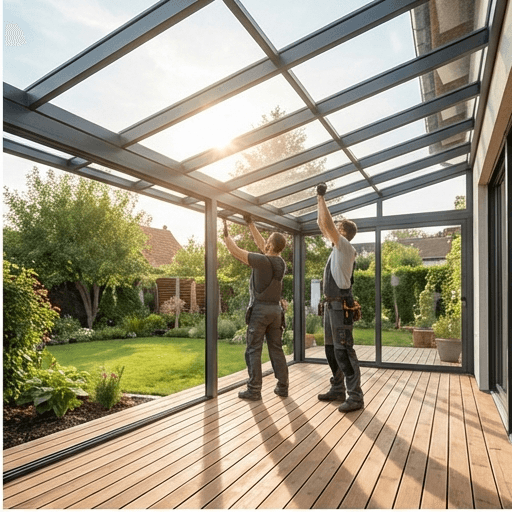 Terrassendach Aufbau